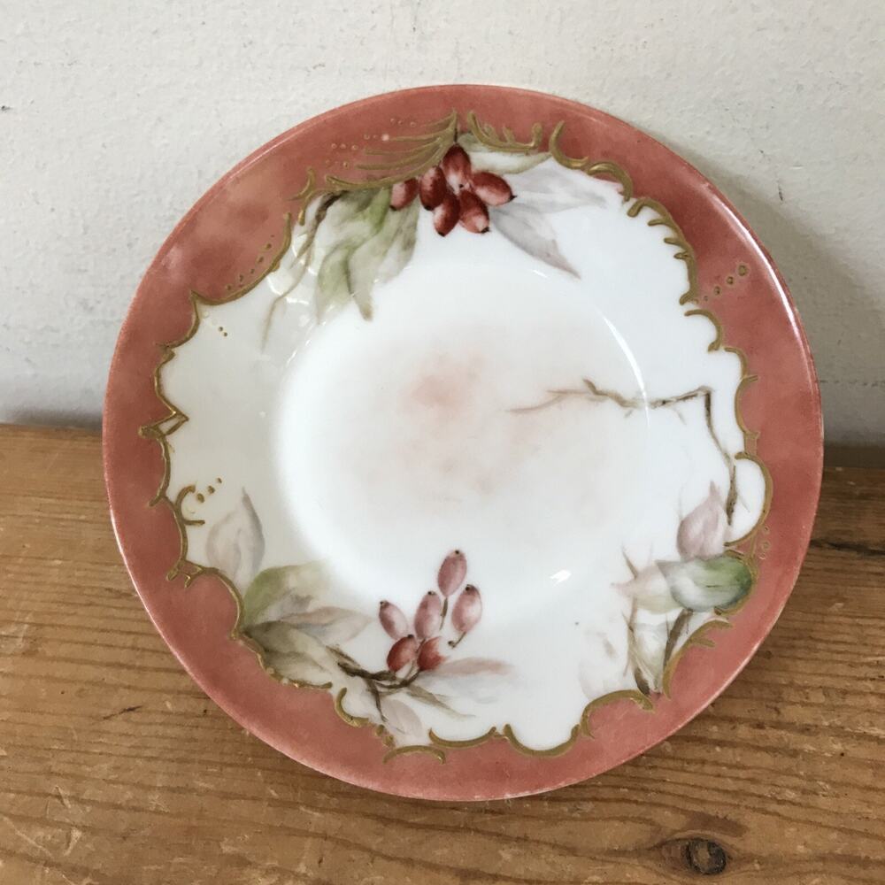 Pair 2 Vtg Haviland Limoges Handpainted Porcelain French Plates Small Dishes 5"